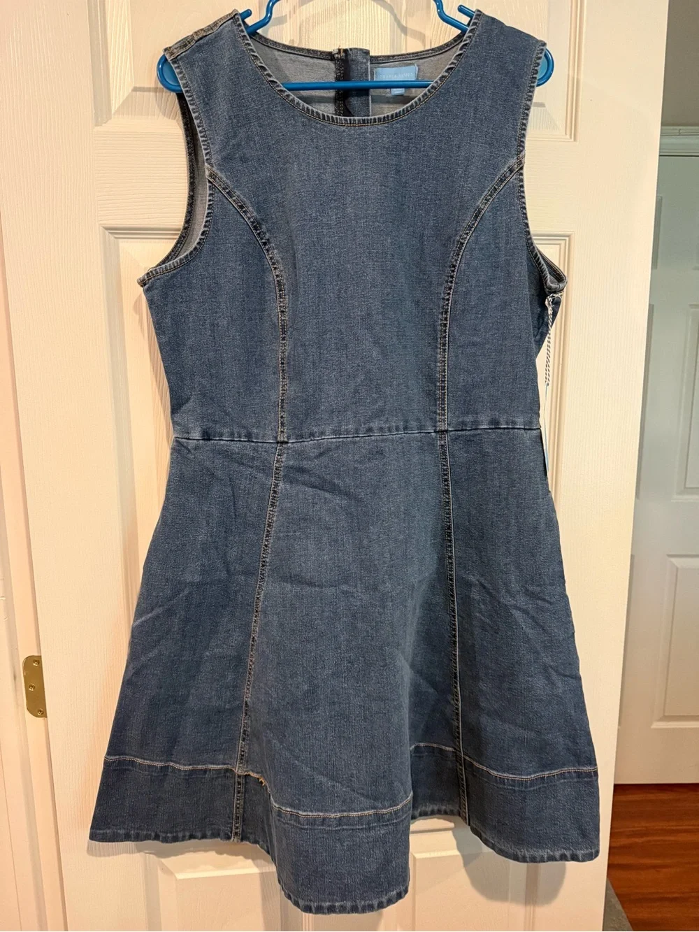 NWT Draper James Sleeveless Denim A-Line Dress Size 16 Blue Zip Back - Picture 1 of 5